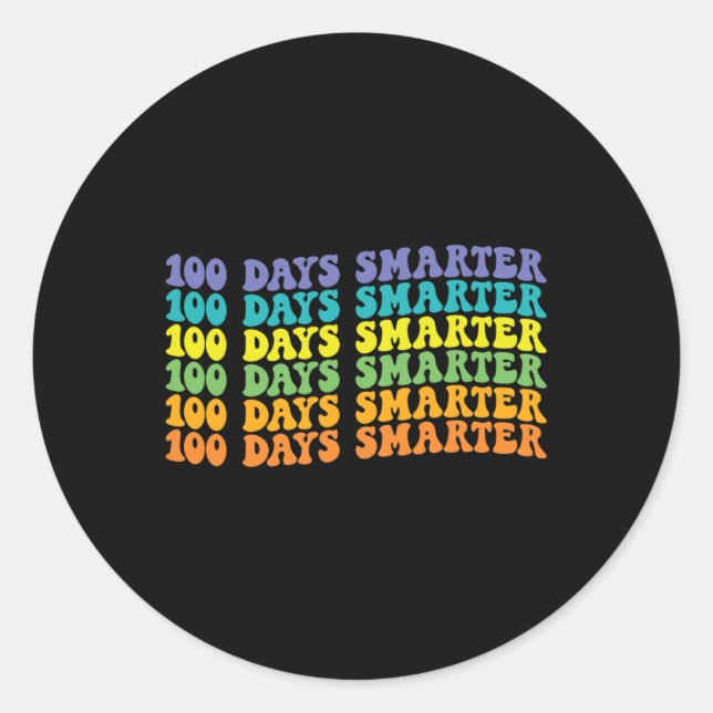 Pegatina Redonda Días Más Inteligentes Retro Groovy Felices Cien Dí (Anverso)