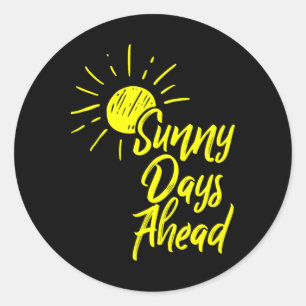 Pegatina Redonda Días Soleados Antes Del Dibujo De Sol Amarillo Y E