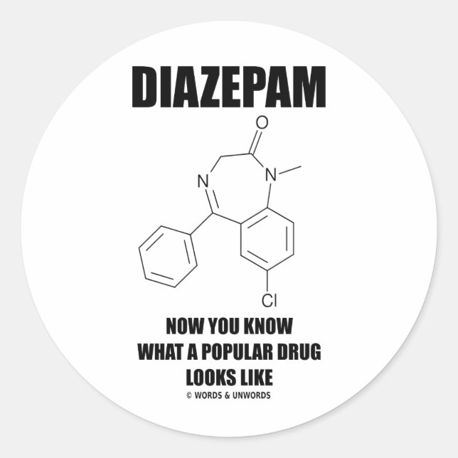 Pegatina Redonda Diazepam Ahora sabes cómo se ven las drogas popula (Anverso)