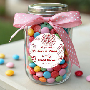 Pegatina Redonda Dibujado a mano es amor y Desayuno Nupcial de Pizz