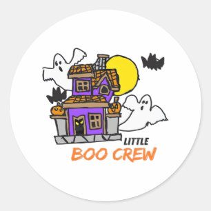 Pegatina Redonda Dibujado a Mano Little Boo Crew Halloween