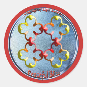 Pegatina Redonda Dibujando en el símbolo de las colisiones pacífica