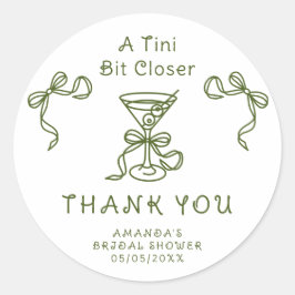 Pegatina Redonda Dibujar Martini Gracias por la despedida de solter
