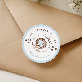 Pegatina Redonda Dibujo a mano Baby Is Brewing