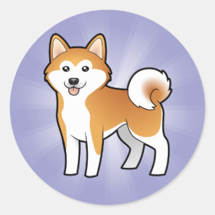 Pegatina Redonda Dibujo animado Akita Inu/Shiba Inu