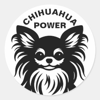 Pegatina Redonda Dibujo animado de Chihuahua lindo de pelo largo