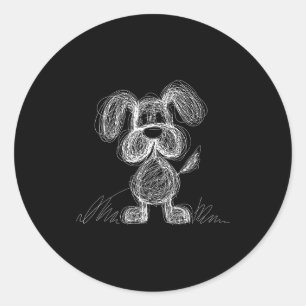 Pegatina Redonda Dibujo animado de perro cachorro garabato lindo es