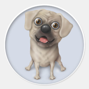Pegatina Redonda Dibujo animado de Pugle 2