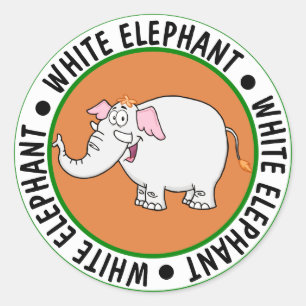 Pegatina Redonda Dibujo animado del intercambio del elefante blanco