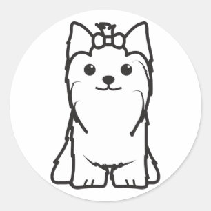 Pegatina Redonda Dibujo animado del perro de Yorkshire Terrier
