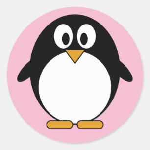 Pegatina Redonda Dibujo animado lindo de Kawaii del pingüino