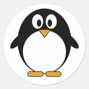 Pegatina Redonda Dibujo animado lindo de Kawaii del pingüino