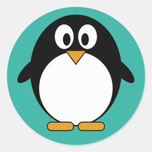 Pegatina Redonda Dibujo animado lindo de Kawaii del pingüino
