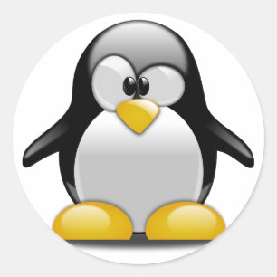 Pegatina Redonda Dibujo animado lindo del pingüino del bebé