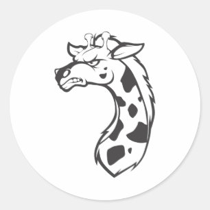 Pegatina Redonda Dibujo animado salvaje enojado enojado del esquema