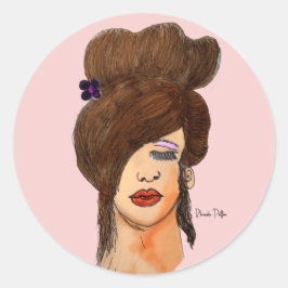 Pegatina Redonda dibujo chica