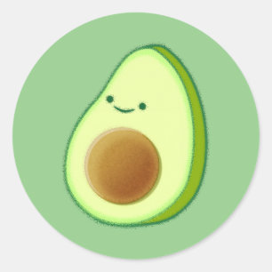Pegatina Redonda Dibujo de aguacate cutáneo