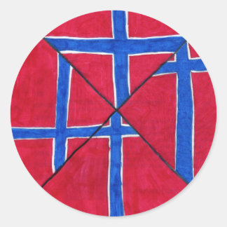 Pegatina Redonda Dibujo de bandera de Noruega