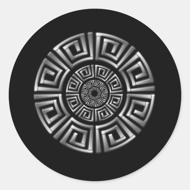 Pegatina Redonda Dibujo de círculo griego (Anverso)