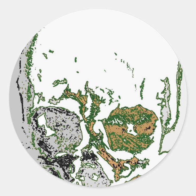 Pegatina Redonda Dibujo de cráneo (Anverso)