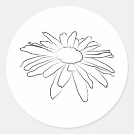 Pegatina Redonda Dibujo de flores Lazy Daisy