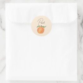 Pegatina Redonda Dibujo de fruta melocotón pintado lindo