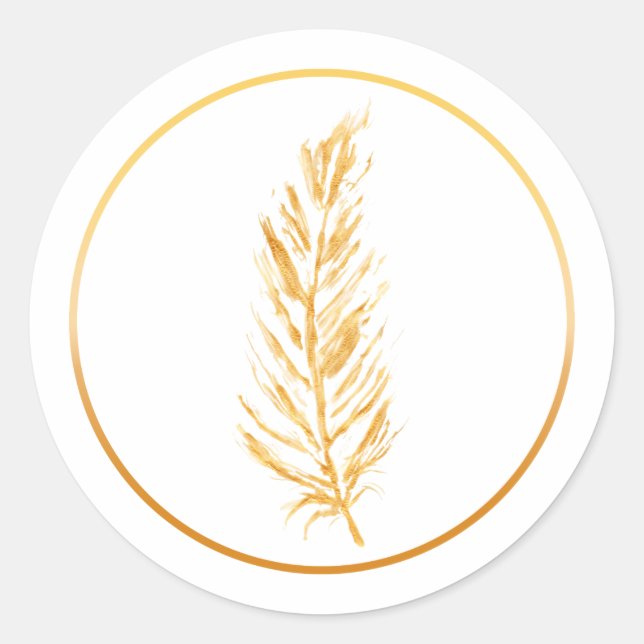 Pegatina Redonda Dibujo de la pluma de color amarillo (Anverso)