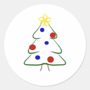 Pegatina Redonda Dibujo de Navidades simples y simples