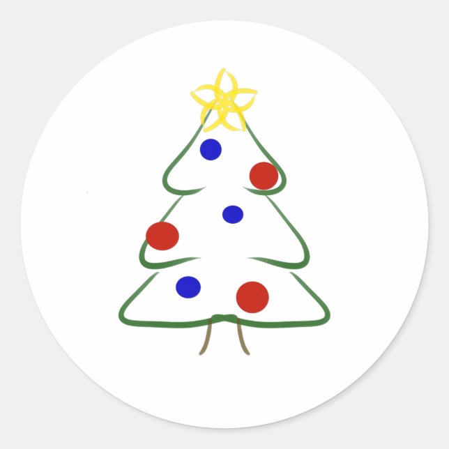 Pegatina Redonda Dibujo de Navidades simples y simples (Anverso)