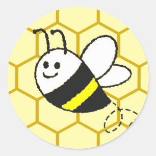 Pegatina Redonda Dibujo de panal de abeja melífera
