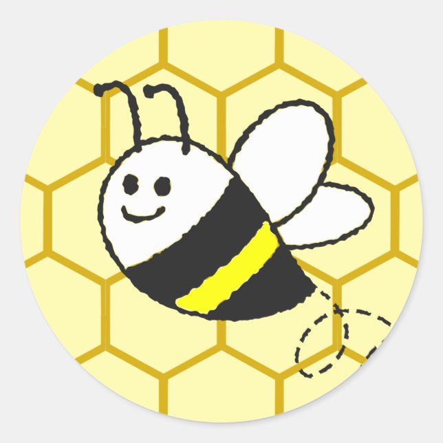 Pegatina Redonda Dibujo de panal de abeja melífera (Anverso)