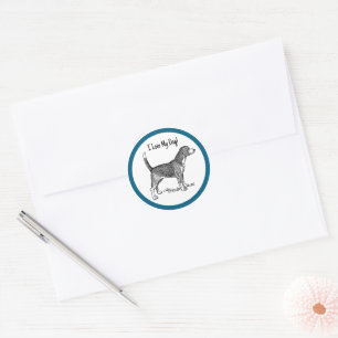 Pegatina Redonda Dibujo de perro Beagle elegante y lindo