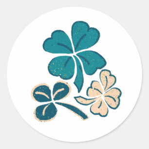 Pegatina Redonda Dibujo de Shamrock Green Irlandés