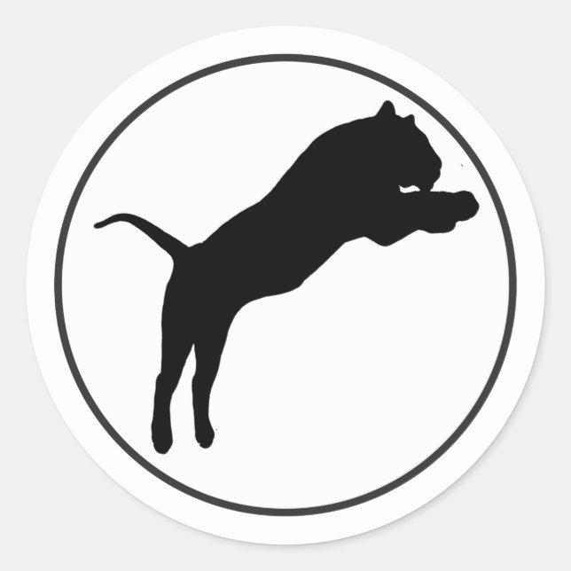 Pegatina Redonda Dibujo de tigre negro en un círculo blanco (Anverso)