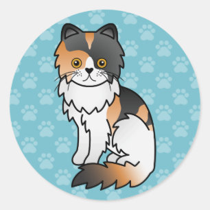 Pegatina Redonda Dibujo de un Personalizado de gato persa