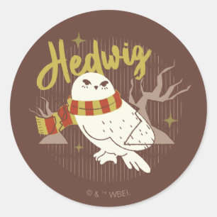 Pegatina Redonda Dibujo del bosque caprichoso de Hedwig