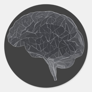 Pegatina Redonda Dibujo del cerebro poligonal - red neural