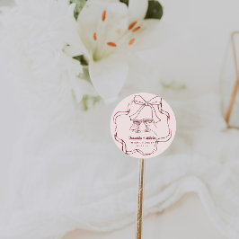 Pegatina Redonda Dibujo divertido retro | Boda  