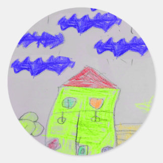 Pegatina Redonda Dibujo juguetón a mano alzada