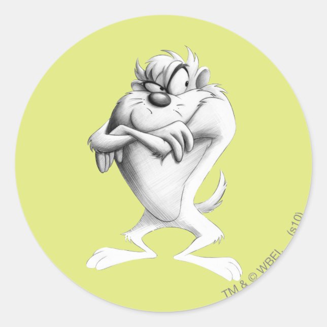 Pegatina Redonda Dibujo TAZ™ (Anverso)