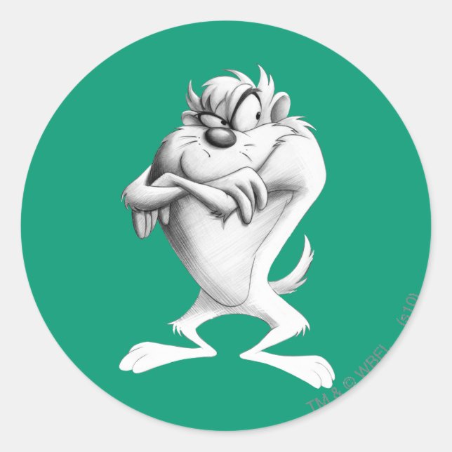 Pegatina Redonda Dibujo TAZ™ (Anverso)