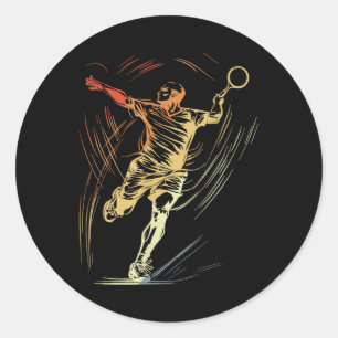 Pegatina Redonda Dibujo Tipo Badminton Raqueta Deporte Volante