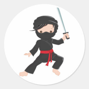 Pegatina Redonda Dibujos animados de ninja
