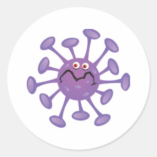 Pegatina Redonda Dibujos animados divertidos de bacterias germenes