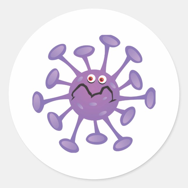 Pegatina Redonda Dibujos animados divertidos de bacterias germenes (Anverso)