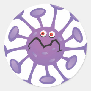 Pegatina Redonda Dibujos animados divertidos de bacterias germenes