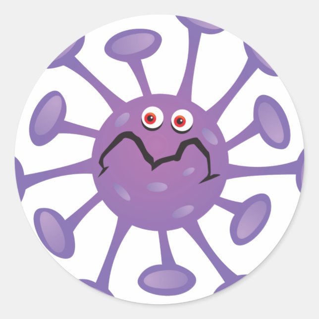 Pegatina Redonda Dibujos animados divertidos de bacterias germenes (Anverso)