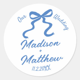 Pegatina Redonda Dibujos de mano Dibujo Doodles Bow Favor De Boda