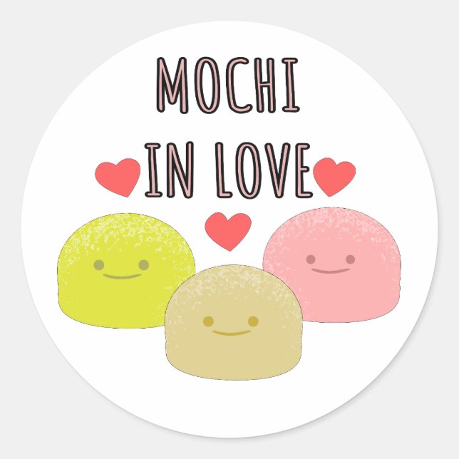 Pegatina Redonda Dibujos de Personalizados de Mochi Cute (Anverso)