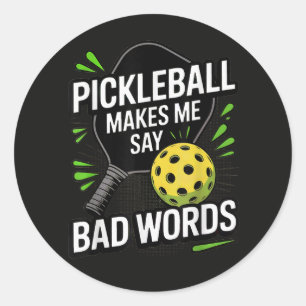 Pegatina Redonda Dibujos Divertidos de Pickleball Me Hacen Decir Pa